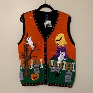Vintage NWT Basic Editions Size XL Halloween Sweater Vest